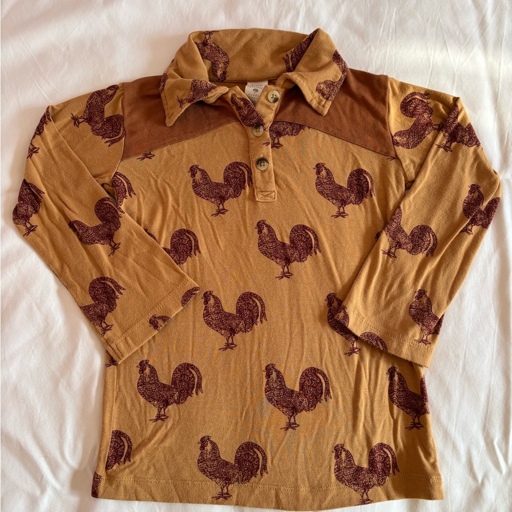 Kate Quinn Tan Rooster Long Sleeve Shirt 4T
